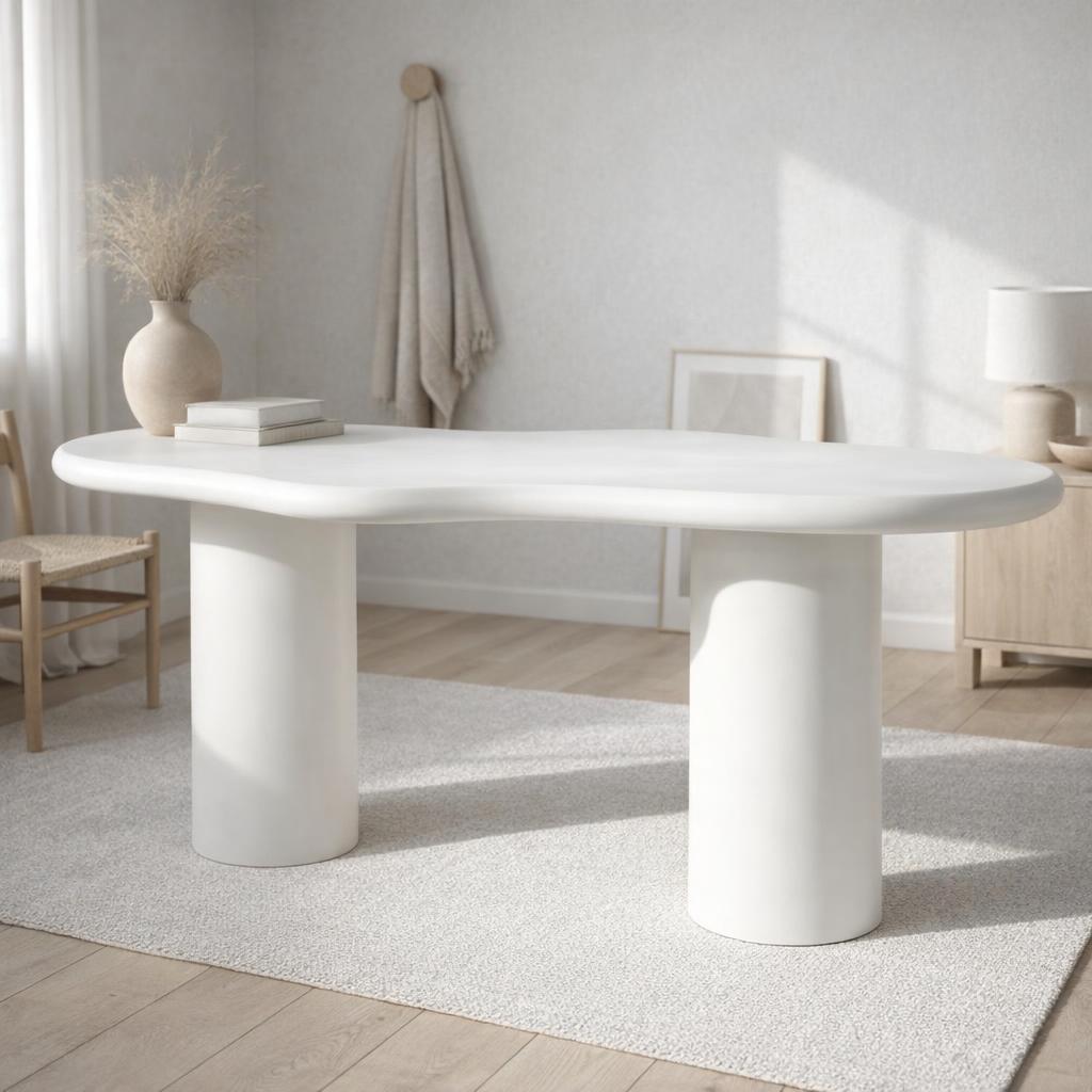 Valillian White Micro Cement Dining Table