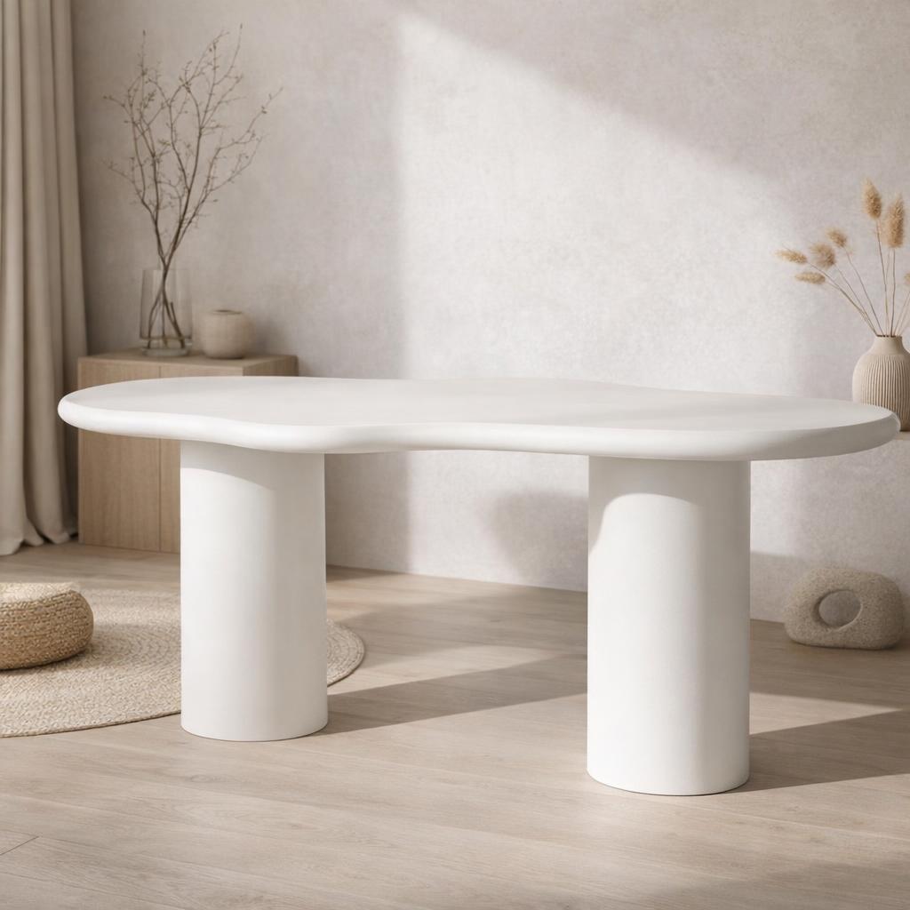 Valillian White Micro Cement Dining Table