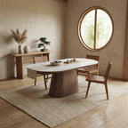 Bianca Oval Dining Table Walnut & White Sintered Stone