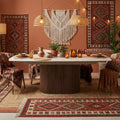 Ginevra Dining Table Walnut & Italian White Travertine
