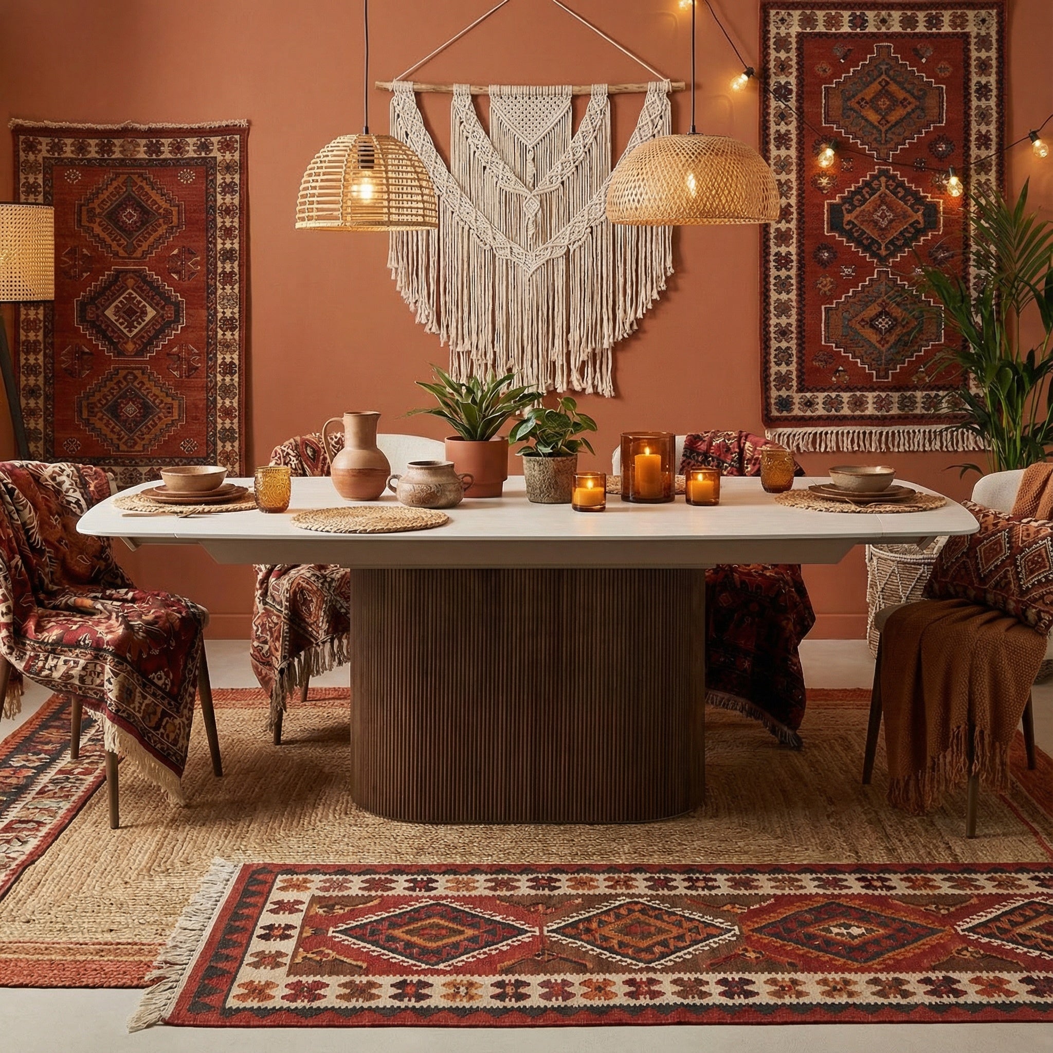 Ginevra Dining Table Walnut & Italian White Travertine
