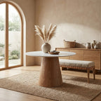 Lilian Round Dining Table Walnut & White Sintered Stone