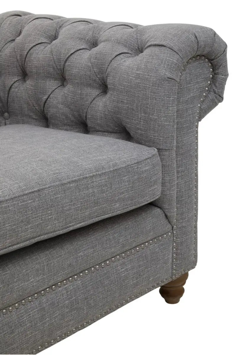 Stella Three Seat Grey Linen Sofa