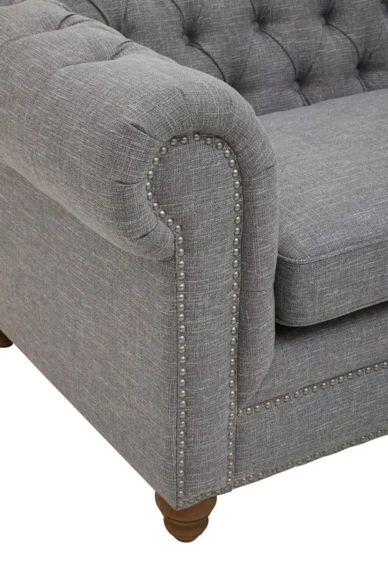 Stella Three Seat Grey Linen Sofa