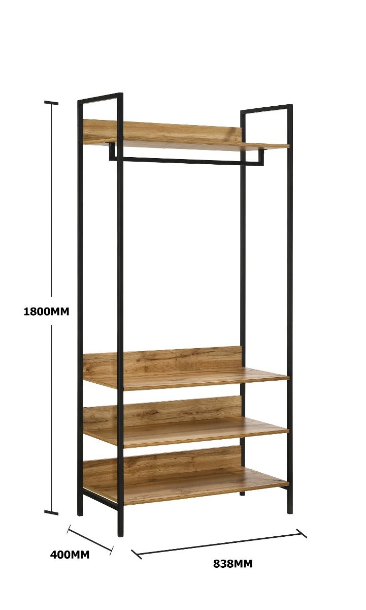 Zahra Open Wardrobe with 4 Shelves