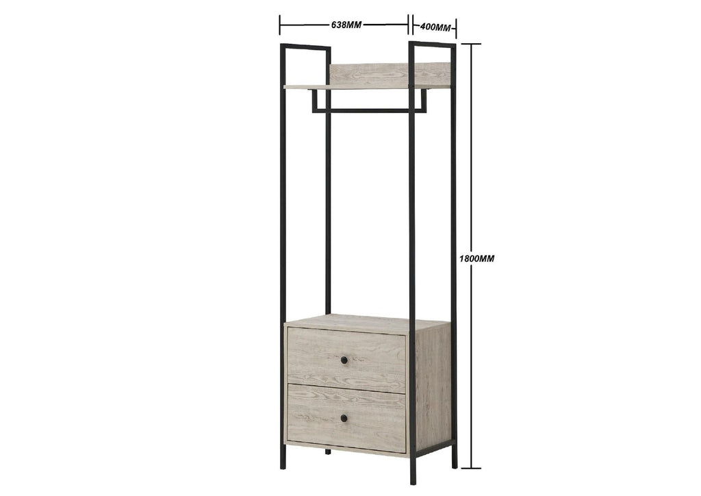 Zahar Open Wardrobe with 2 Drawers