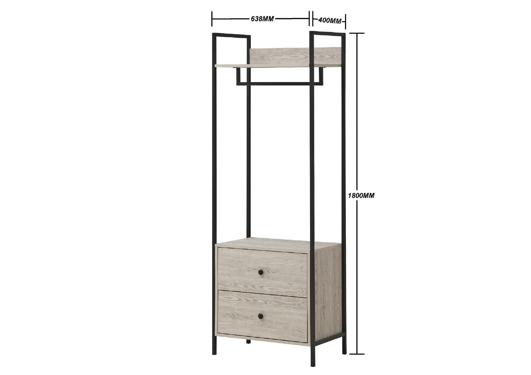 Zahar Open Wardrobe with 2 Drawers