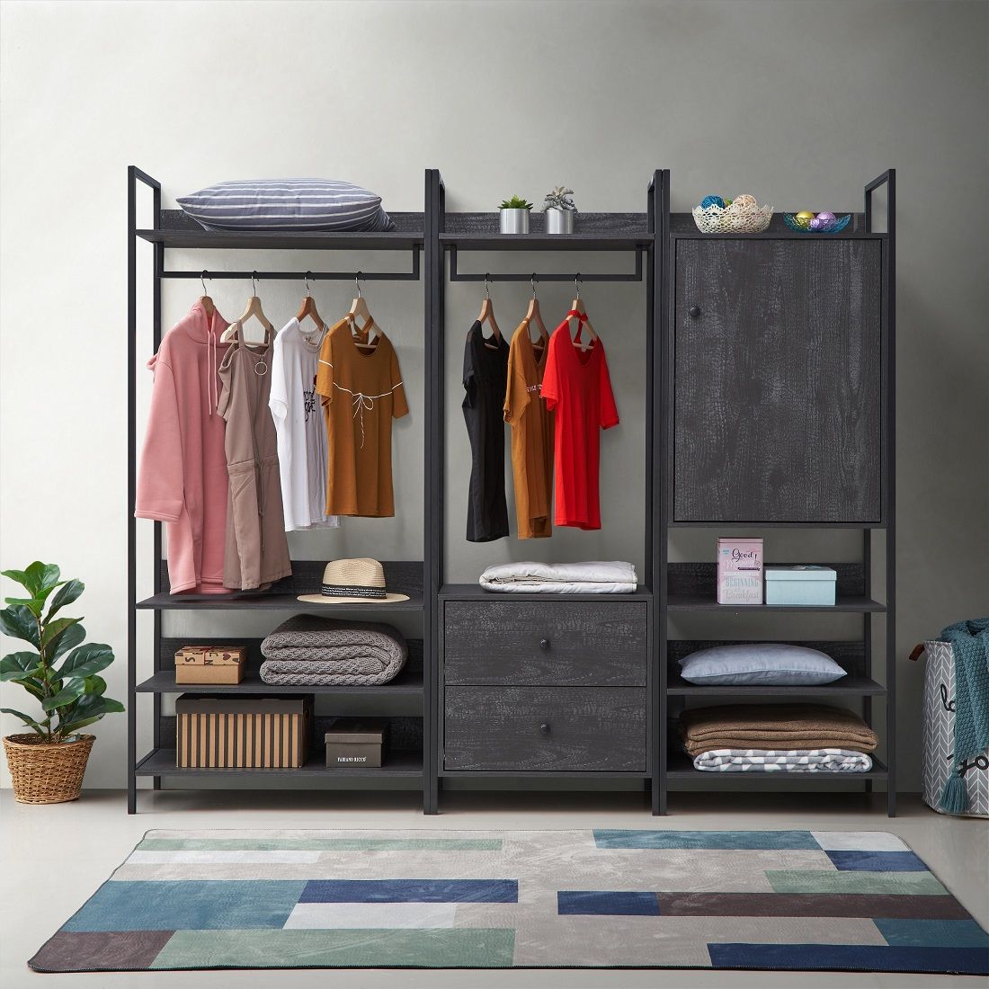 Zahar Open Wardrobe with 4 Shelves