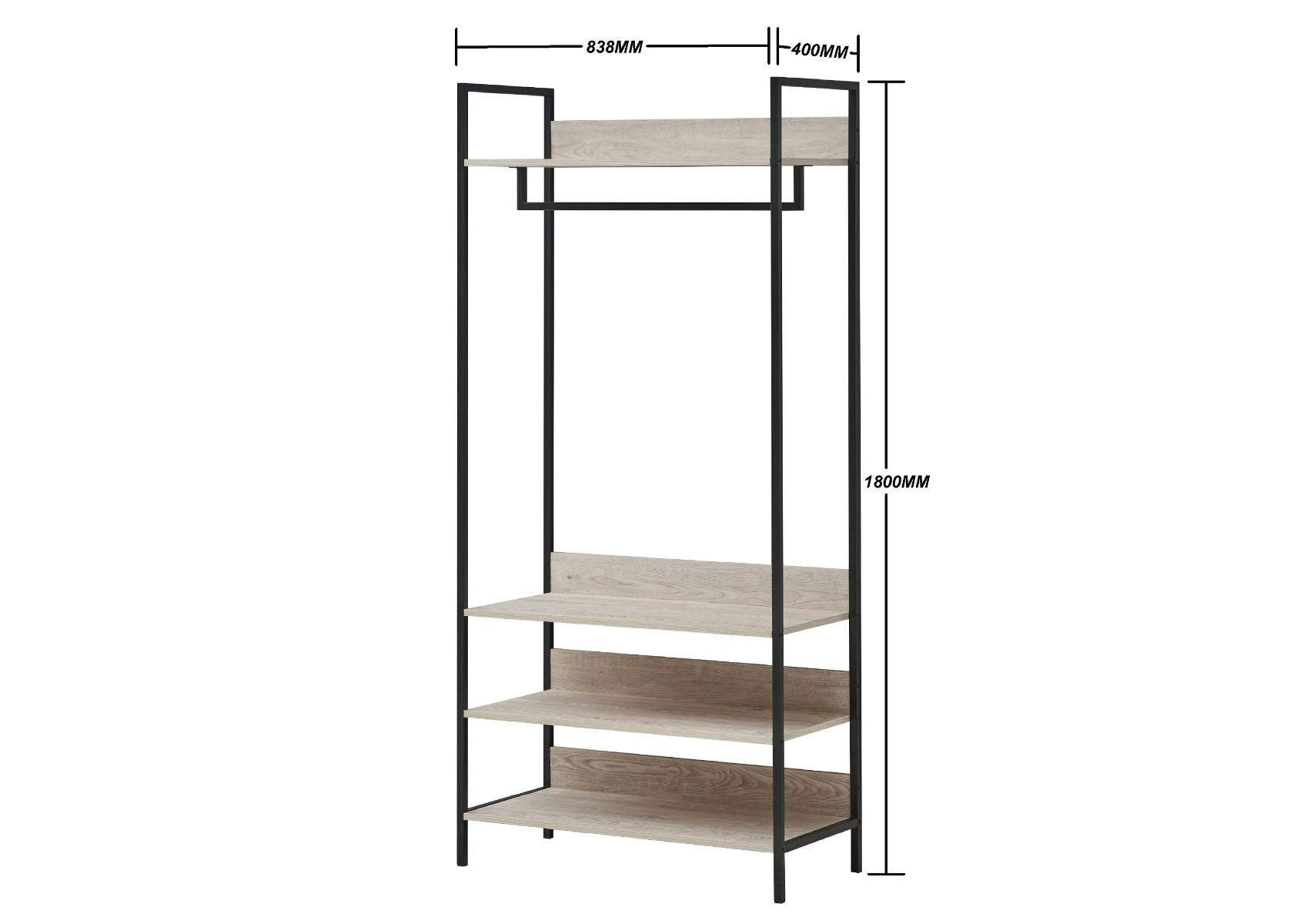 Zahar Open Wardrobe with 4 Shelves