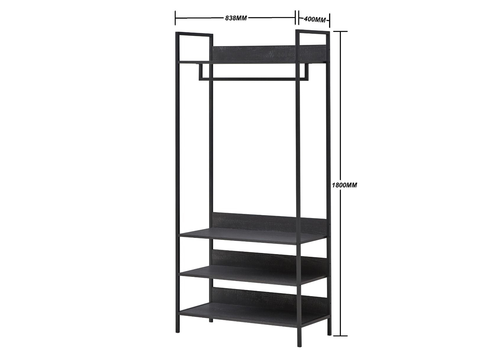 Zahar Open Wardrobe with 4 Shelves