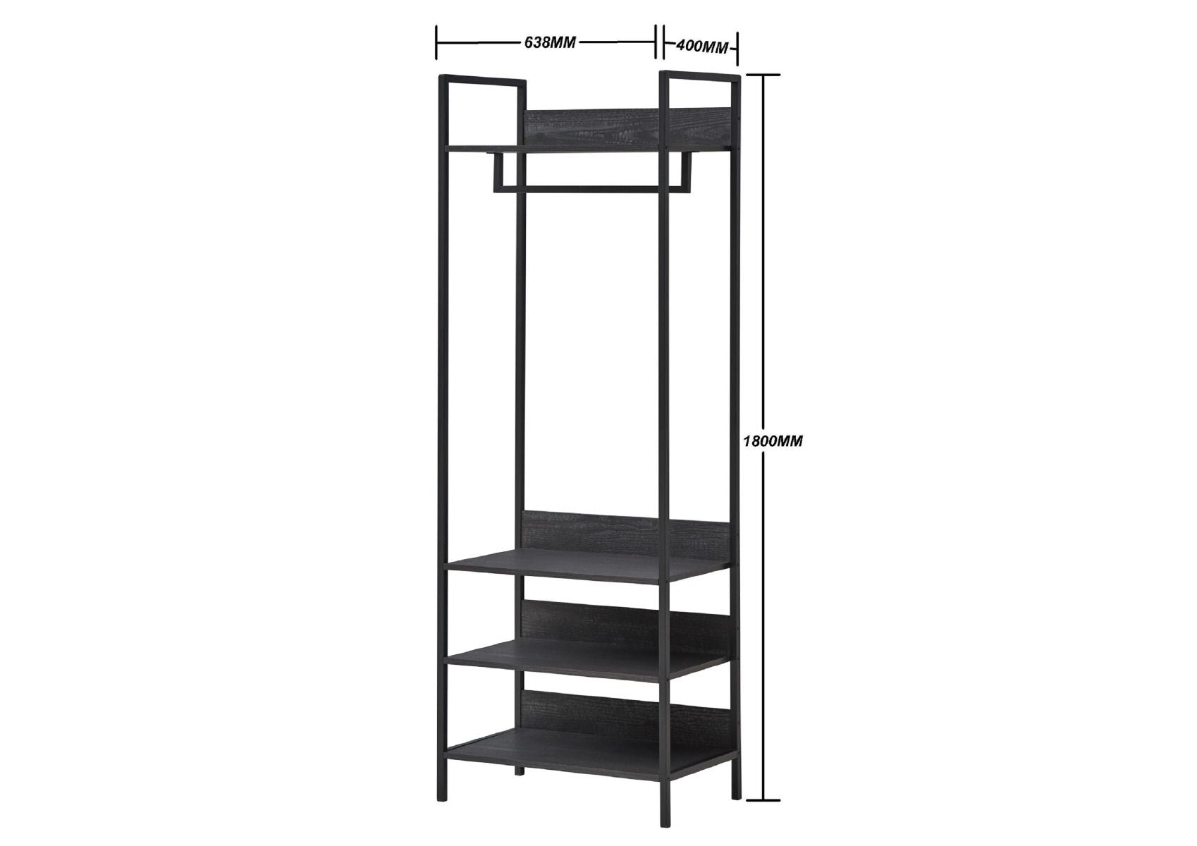Zahra Open Wardrobe with 4 Shelves