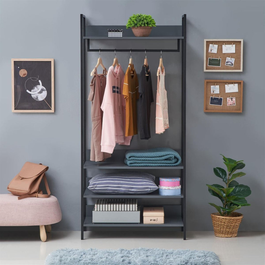 Open Wardrobe with 4 Shelves