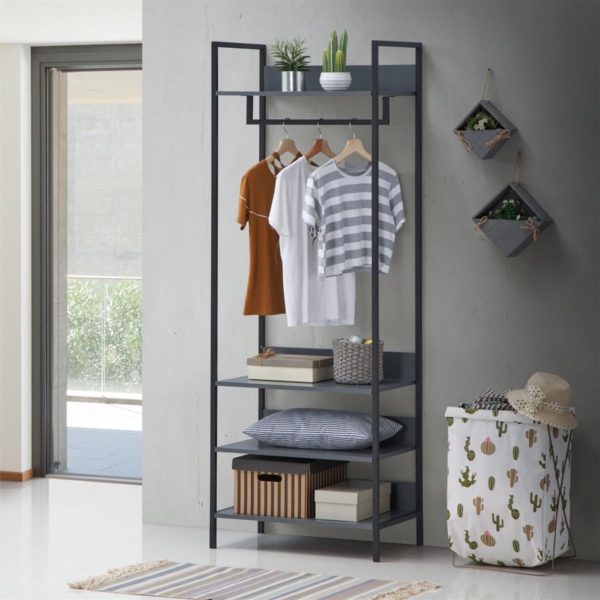 Zahra Open Wardrobe with 4 Shelves