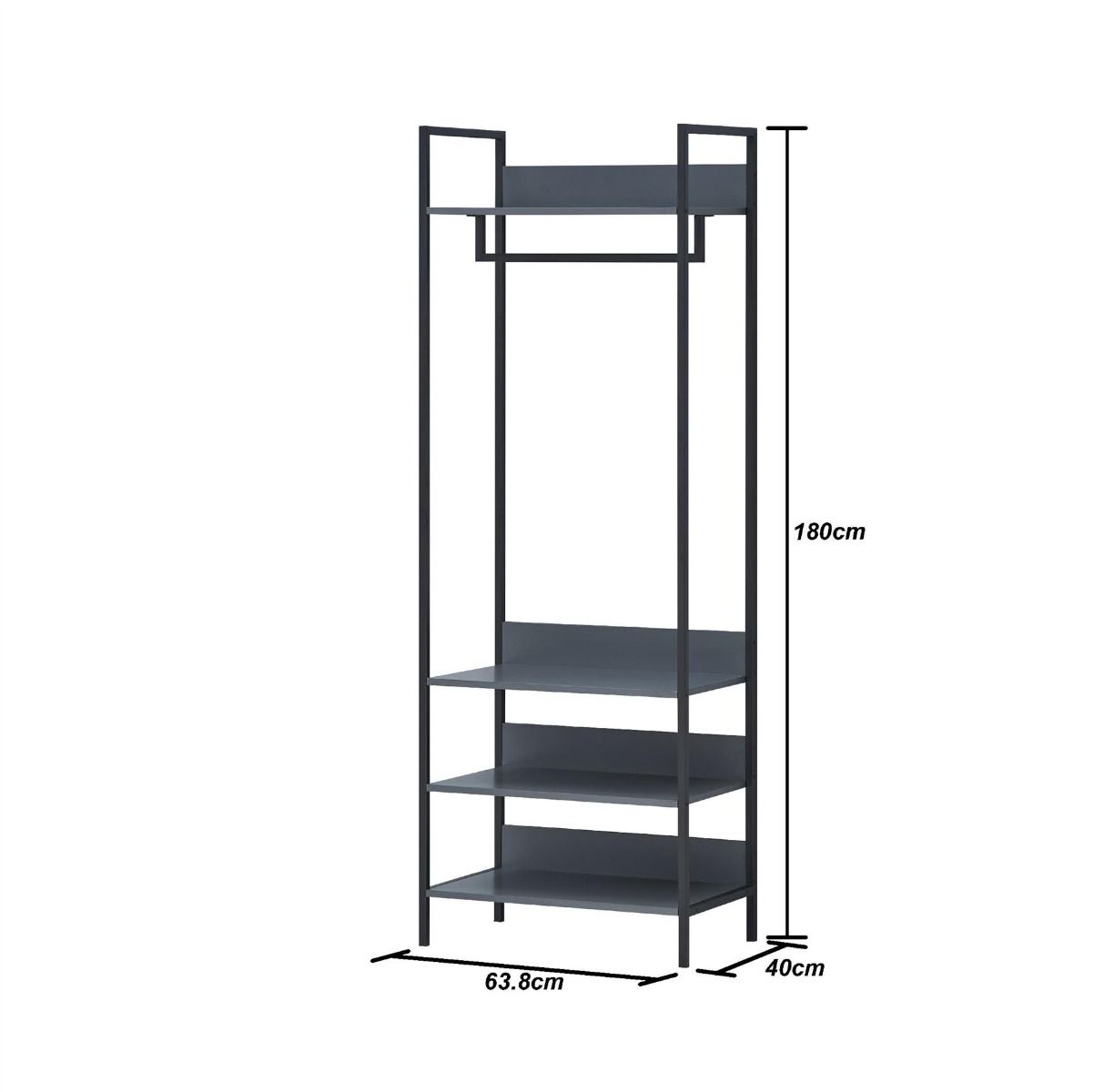 Zahra Open Wardrobe with 4 Shelves