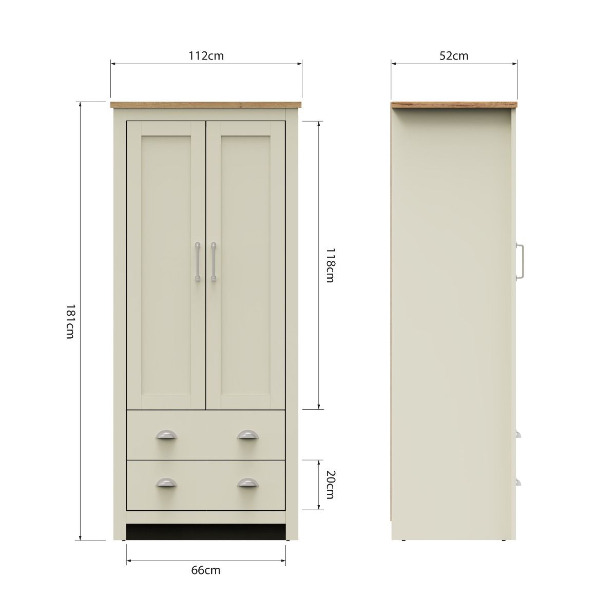 2 Door Wardorbe 2 Drawers
