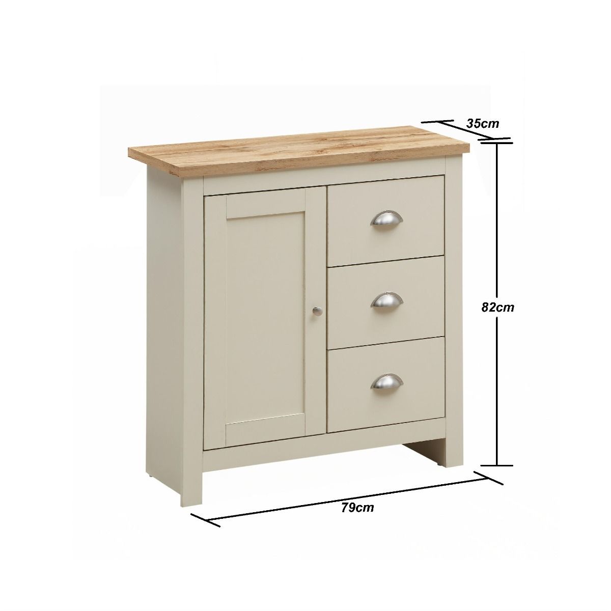 Lisbon Sideboard with 1 Door & 3 Drawers