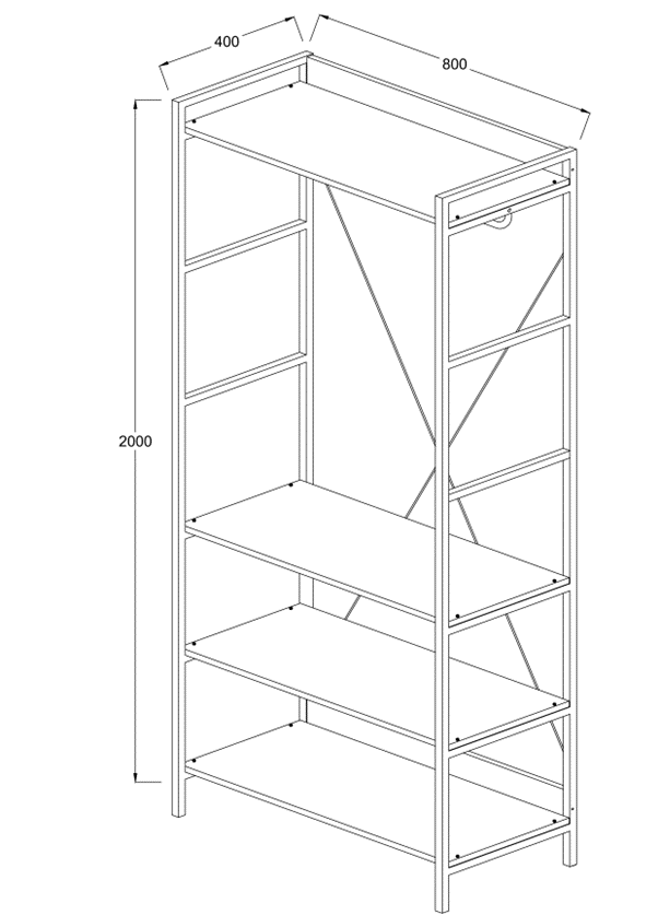 Claire 4 Shelf Open Wardrobe
