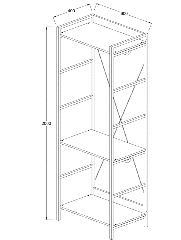 Claire 3 Shelf Open Wardrobe