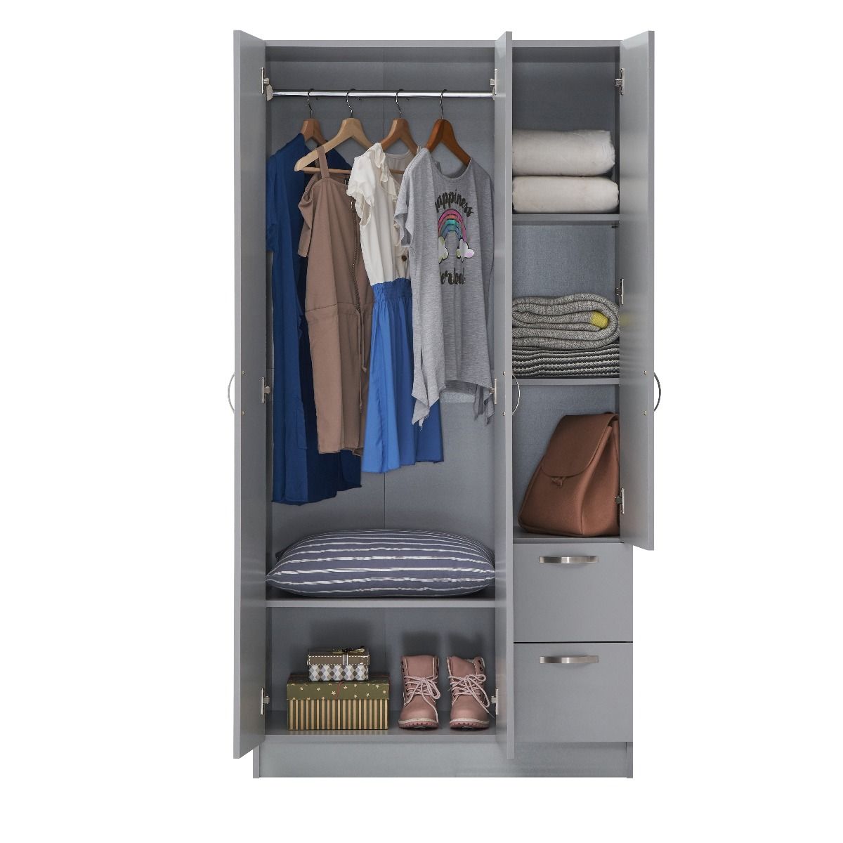 Essential 3 Door Double Wardrobe With 2 Drawers