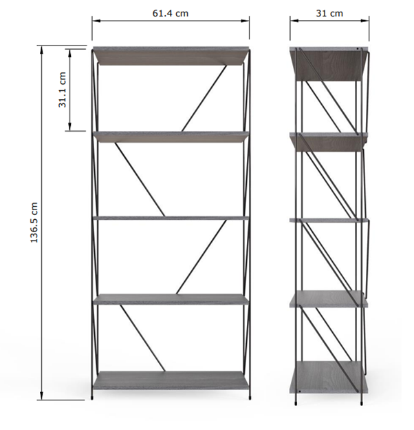 Leyo 5 Tier Storage Rack Grey