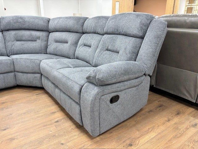 Novie Grey Fabric Manual Large Corner Recliner With Console Unit