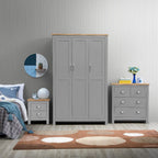 Lisbon 3 Piece Set 3 Door Wardrobe 2+2 Chest 2 Drw Bedside