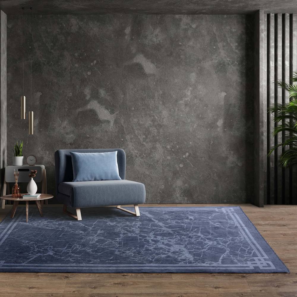 Zehraya 160x230cm ZE02 Ink Blue Border Rug