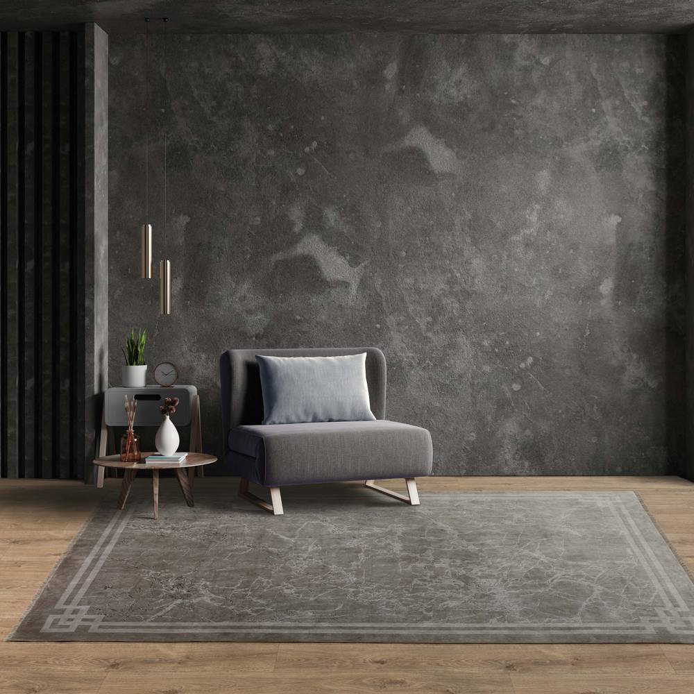 Zehraya 120x180cm ZE04 Silver Border Rug